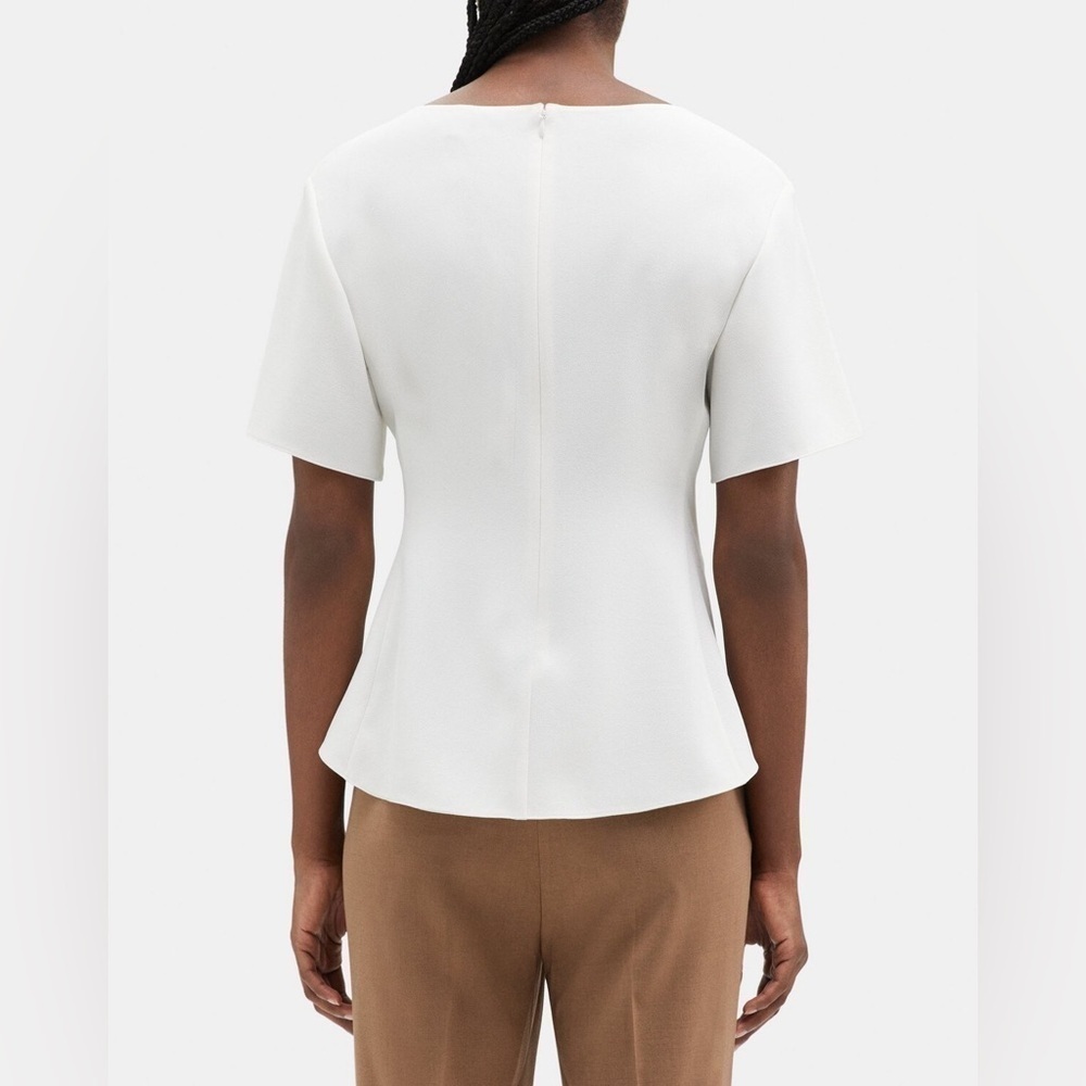 Theory Crepe ivory short sleeve butterfly top size large NWT - Picture 2 of 9